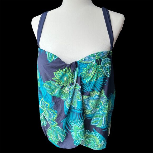 CoCo Reef Swim Tankini sz 10 34D Bandeau Tropical Large - Picture 1 of 6